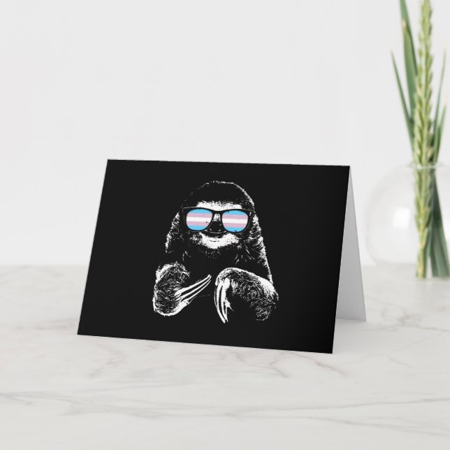 Pride Sloth Transgender Flag Sunglasses Card (Front)