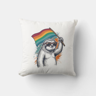 Pride Sloth Vintage Engraving T-Shirt Design_1 Cushion