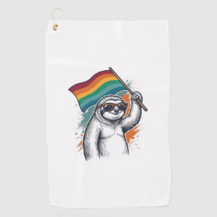 Pride Sloth Vintage Engraving T-Shirt Design_1 Golf Towel
