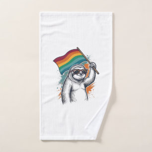 Pride Sloth Vintage Engraving T-Shirt Design_1 Hand Towel