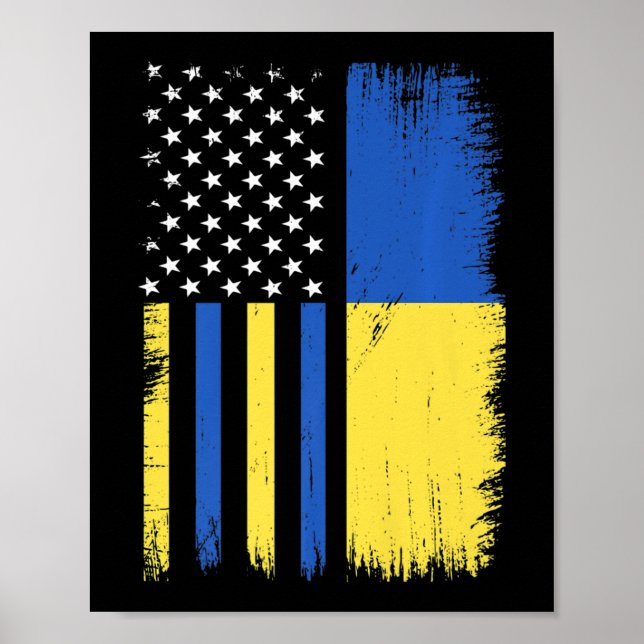 Pride Stand With Ukraine Vintage Ukrainian America Poster (Front)