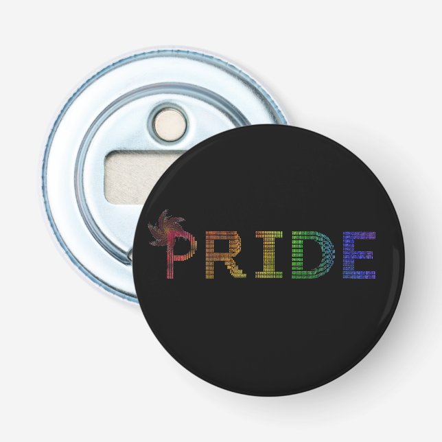 Pride Sticker - Rainbow Text Bottle Opener (Front)