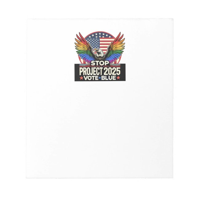 Pride - Stop Project 2025 - Vote Blue Notepad (Front)
