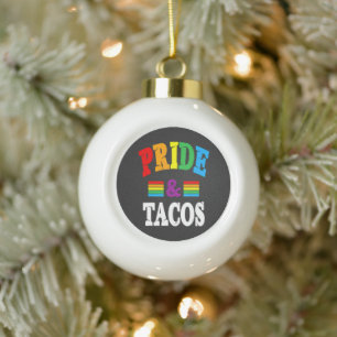 Pride Tacos Lgbt Ceramic Ball Christmas Ornament