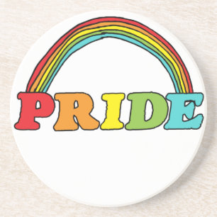 Pride Text and Rainbow Coaster
