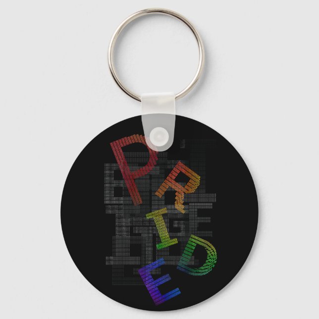 Pride - Text Sticker Key Ring (Front)