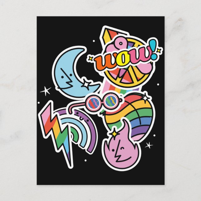 Pride thunder. Rainbow love. Wow love  Postcard (Front)