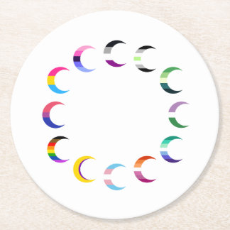 Pride Time Crescent Moon Design Round Paper Coaster