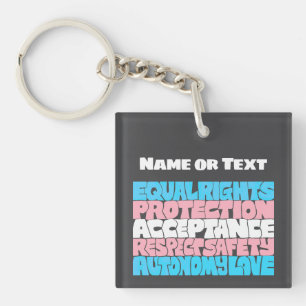 PRIDE Trans flag LGBT personalized Name or Text  Key Ring