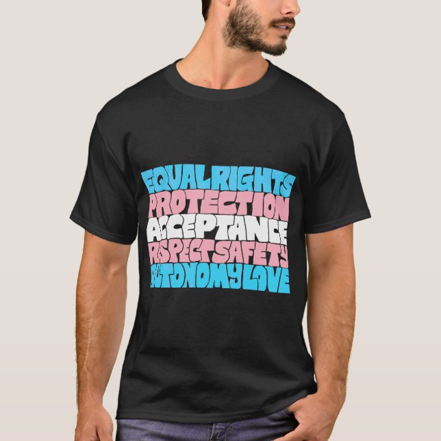 PRIDE Trans rights flag LGBT quote gift typography T-Shirt (Front)