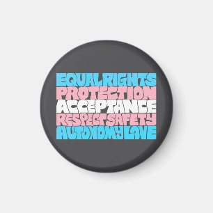 PRIDE Trans rights word art flag LGBT quote ally Magnet
