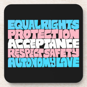 PRIDE Trans rights word art flag LGBT quote gift Coaster