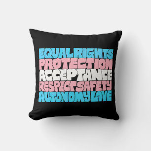 PRIDE Trans rights word art flag LGBT quote gift Cushion