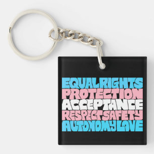 PRIDE Trans rights word art flag LGBT quote gift Key Ring