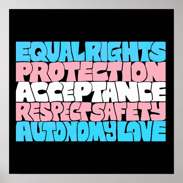 PRIDE Trans rights word art flag LGBT quote gift  Poster (Front)
