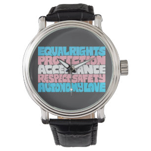 PRIDE Trans rights word art flag LGBT quote gift Watch