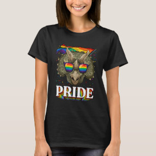 Pride Triceratops Dinosaur LGBTQ Rainbow Flag Prid T-Shirt