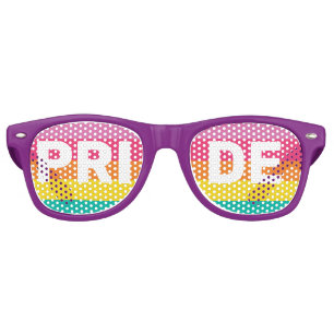 Pride Typography & Rainbow Stripe Design Retro Sunglasses