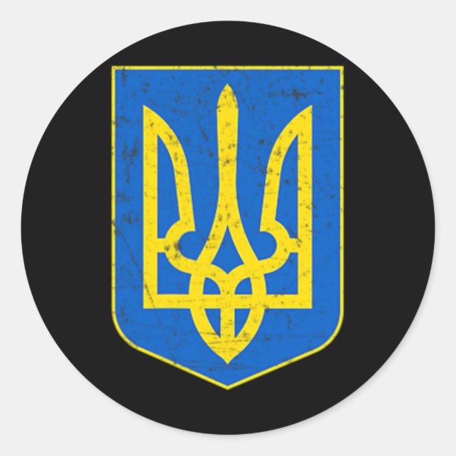 Pride Ukrainian Flag Coat Of Arms Gift Support  Classic Round Sticker (Front)