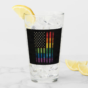 Pride USA America Distressed Rainbow Flag LGBTQ Glass