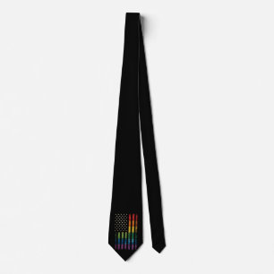 Pride USA America Distressed Rainbow Flag LGBTQ Tie