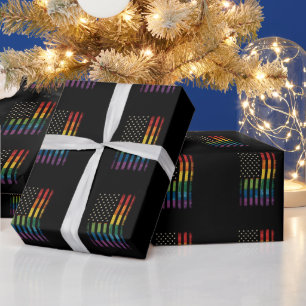Pride USA America Distressed Rainbow Flag LGBTQ Wrapping Paper