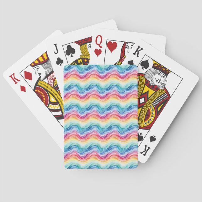 Pride Wavy Rainbow Stripes Pattern Summer Playing Cards (Back)