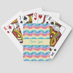 Pride Wavy Rainbow Stripes Pattern Summer Playing Cards