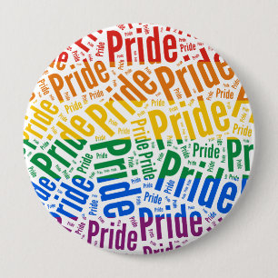 PRIDE WORD PATTERN FLAG 10 CM ROUND BADGE