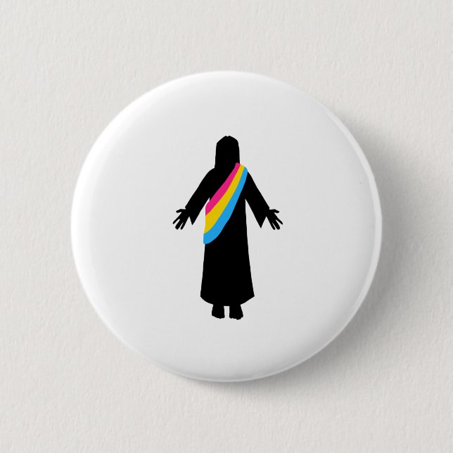 PrideJesus PanFlag 6 Cm Round Badge (Front)