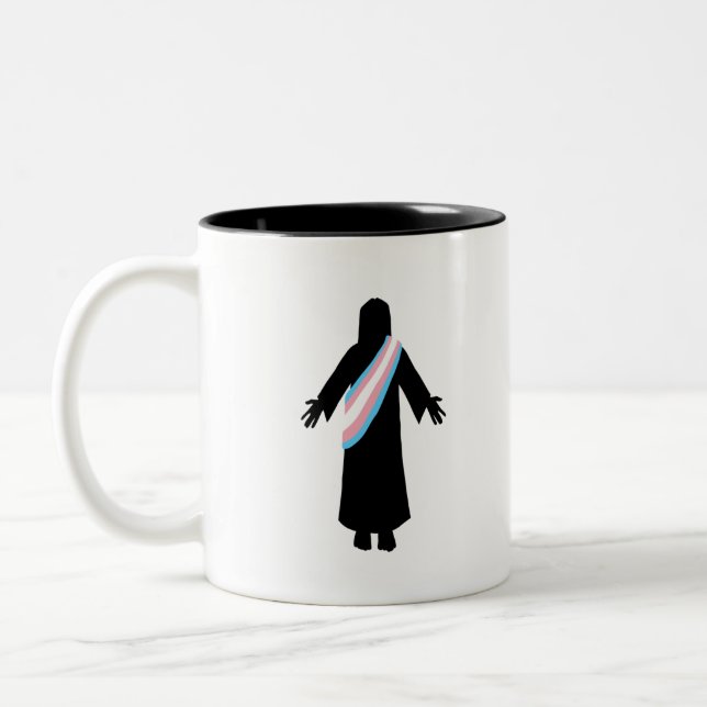 PrideJesus TransFlag Two-Tone Coffee Mug (Left)