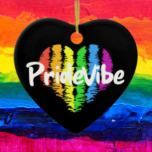 PrideVibe Rainbow Heart: Timeless Pride Ceramic Ornament