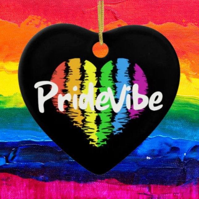 PrideVibe Rainbow Heart: Timeless Pride Ceramic Ornament (Creator Uploaded)