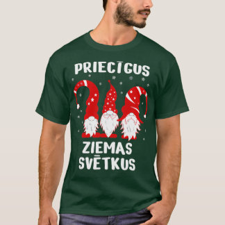 Priecgus Ziemassvtkus Latvian Merry Christmas funn T-Shirt
