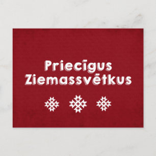Priecīgus Ziemassvētkus Merry Christmas Latvian Holiday Postcard