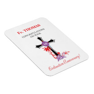 Priest 10th Ordination Anniversary Black Cross Magnet