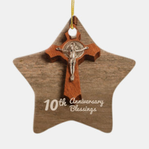 Priest 10th Ordination Anniversary Rose and Rosary Ceramic Ornament