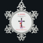 Priest 15th Ordination Anniversary Black Cross Snowflake Pewter Christmas Ornament<br><div class="desc">Send congratulations wishes and greetings to a special priest celebrating his 15th year ordination anniversary. This gift,  souvenir,  giveaway or party essential was made perfectly for the occasion and a must send as you share the joy.</div>
