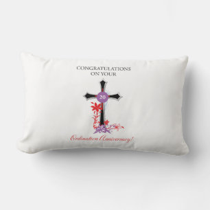 Priest 20th Ordination Anniversary Black Cross Lumbar Cushion