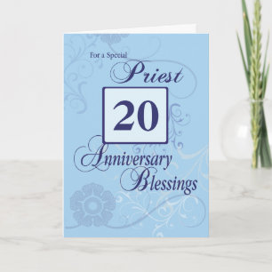 Priest 20th Year Anniversary Blue with Swirls  Card