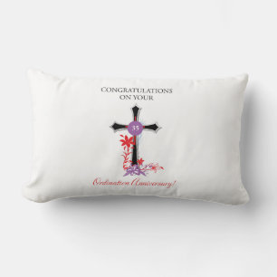 Priest 35th Ordination Anniversary Black Cross Lumbar Cushion
