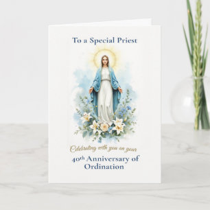 Priest 40th Ordination Anniversary Marian Blessing Card