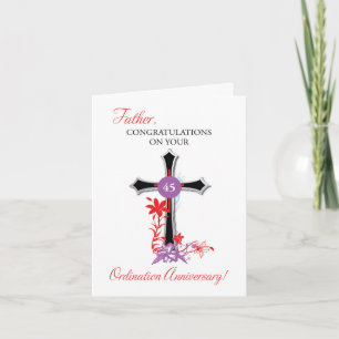 Priest 45th Ordination Anniversary Black Cross Card