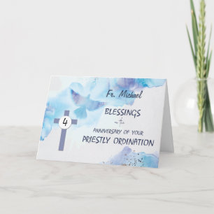 Priest 4th Fourth Ordination Anniversary Blessings Card