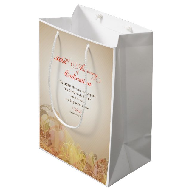 Priest, 50th Anniversary of Ordination Blessing Medium Gift Bag (Front Angled)