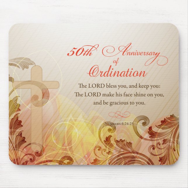 Priest, 50th Anniversary of Ordination Blessing Mouse Pad (Front)