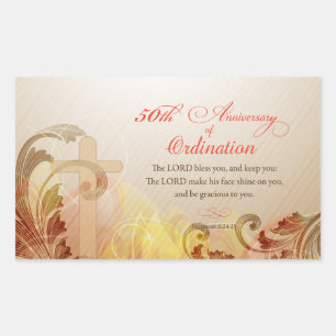 Priest, 50th Anniversary of Ordination Blessing Rectangular Sticker