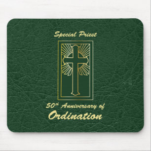 Priest 50th Anniversary of Ordination Leather Look Mouse Pad