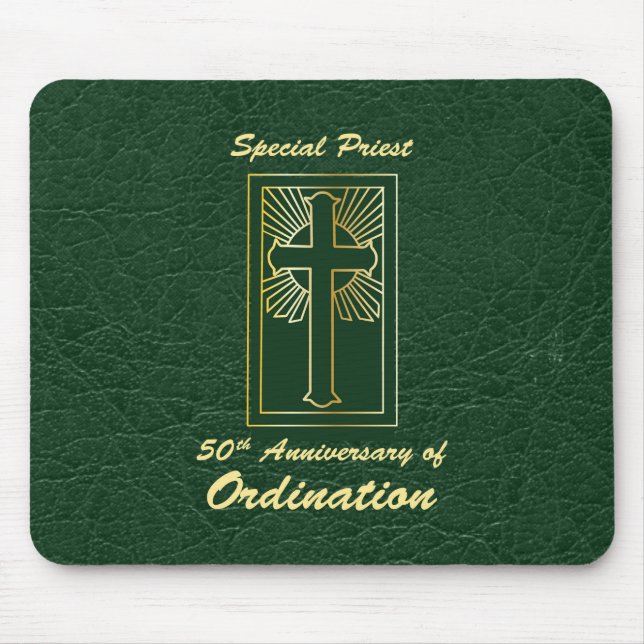 Priest 50th Anniversary of Ordination Leather Look Mouse Pad (Front)