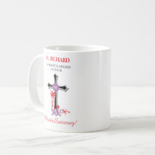 Priest 55th Ordination Anniversary Black Cross Coffee Mug